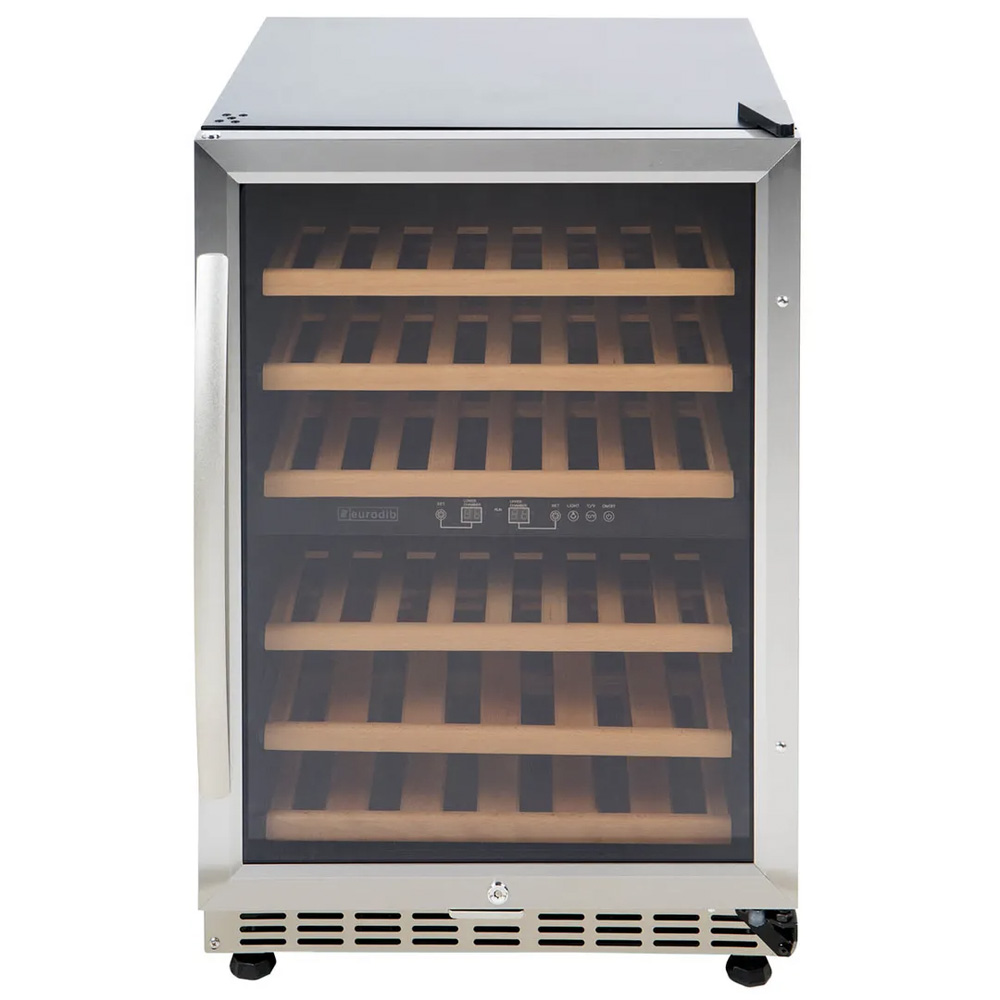 Eurodib USF54D One Section Dual Temperature Glass Door Undercounter Wine Cabinet Refrigerator, 46 Bottle Capacity