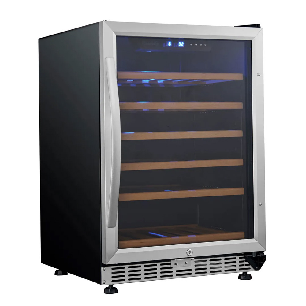Eurodib USF54S One Section Single Temperature Glass Door Undercounter Wine Cabinet Refrigerator, 57 Bottle Capacity