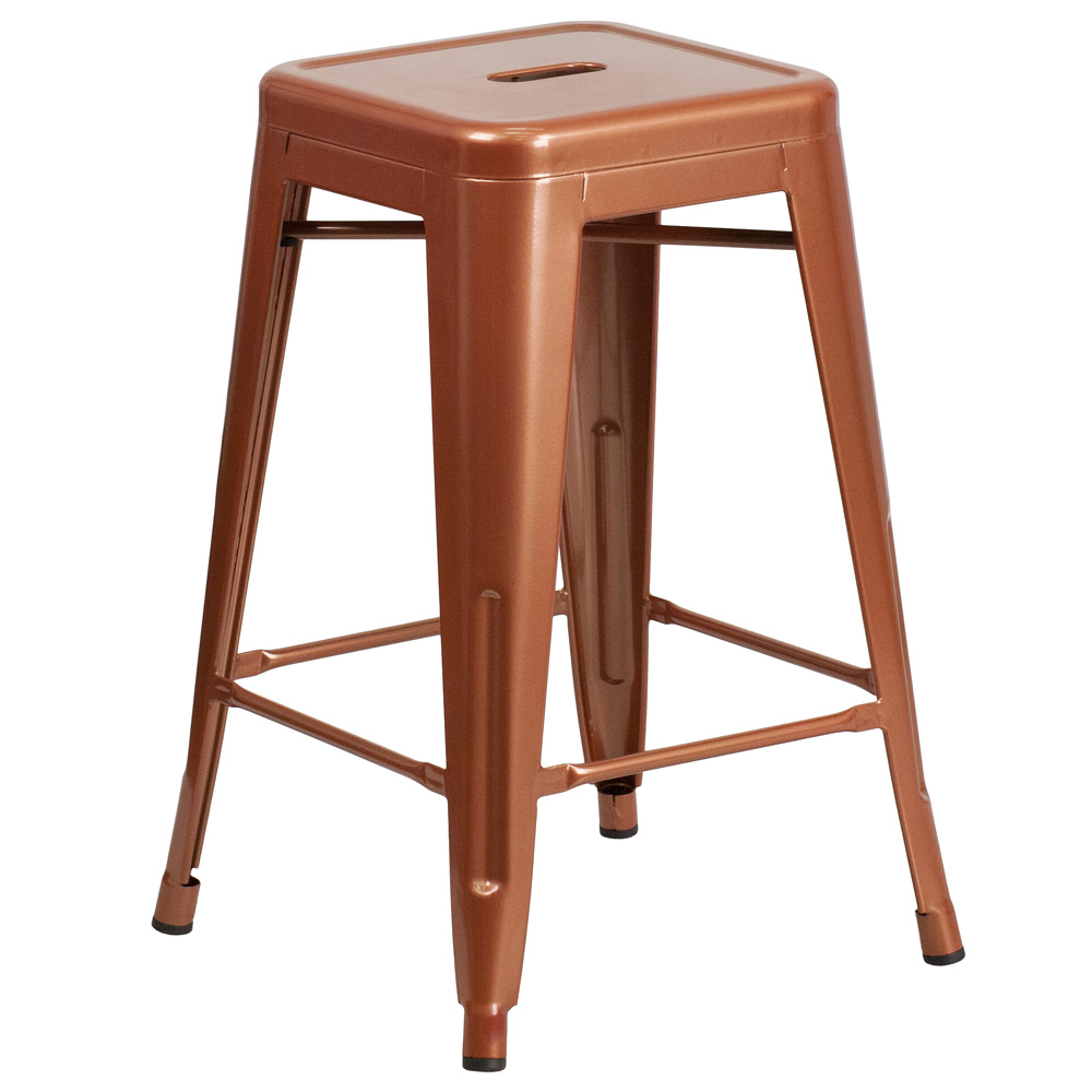 Flash Furniture ET-BT3503-24-POC-GG 24" High Backless Copper Indoor-Outdoor Counter Height Stool