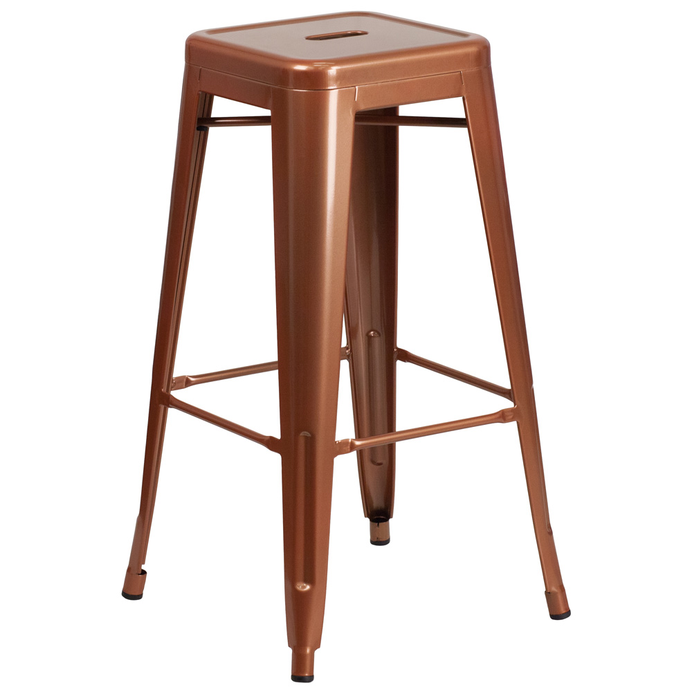 Flash Furniture ET-BT3503-30-POC-GG 30" High Backless Copper Indoor-Outdoor Barstool
