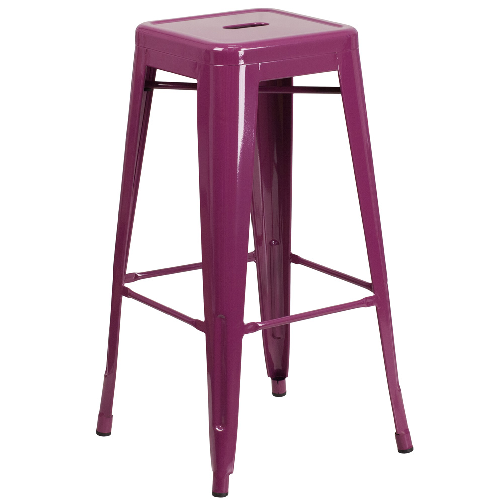Flash Furniture ET-BT3503-30-PUR-GG 30" High Backless Purple Indoor-Outdoor Barstool