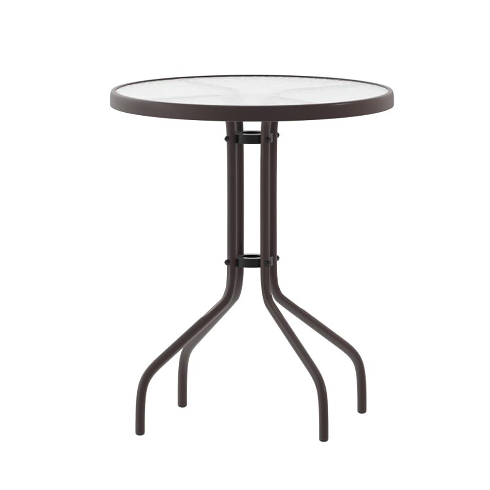 Flash Furniture TLH-070-1-BZ-GG 24" Bronze Round Tempered Glass Metal Table