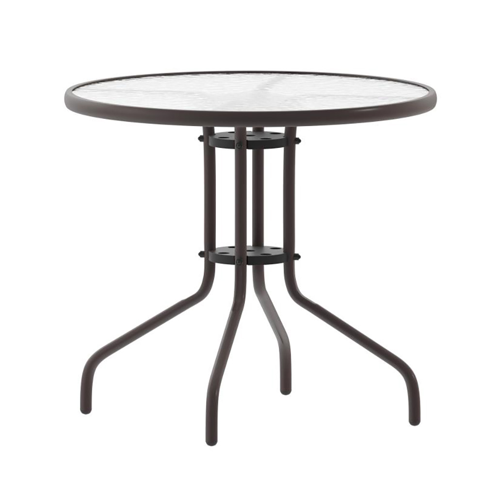 Flash Furniture TLH-070-2-BZ-GG 32" Bronze Round Tempered Glass Metal Table