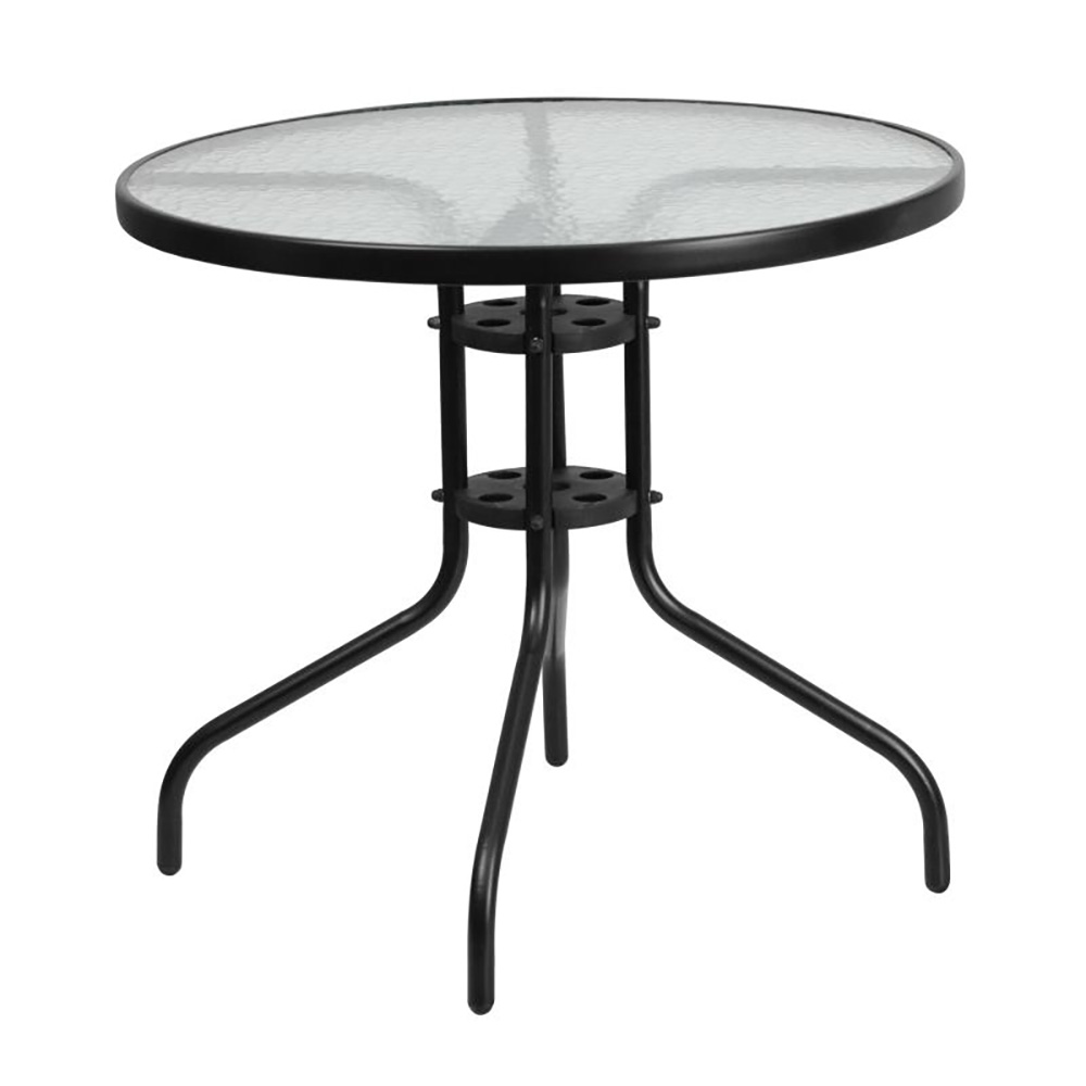 Flash Furniture TLH-070-2-GG 32" Round Tempered Glass Metal Table