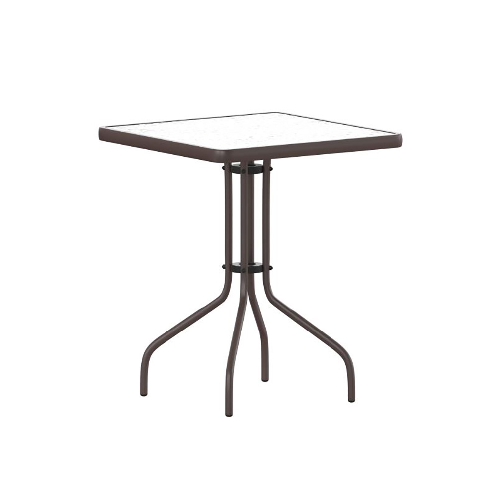 Flash Furniture TLH-073A-1-BZ-GG 24" Bronze Square Tempered Glass Metal Table