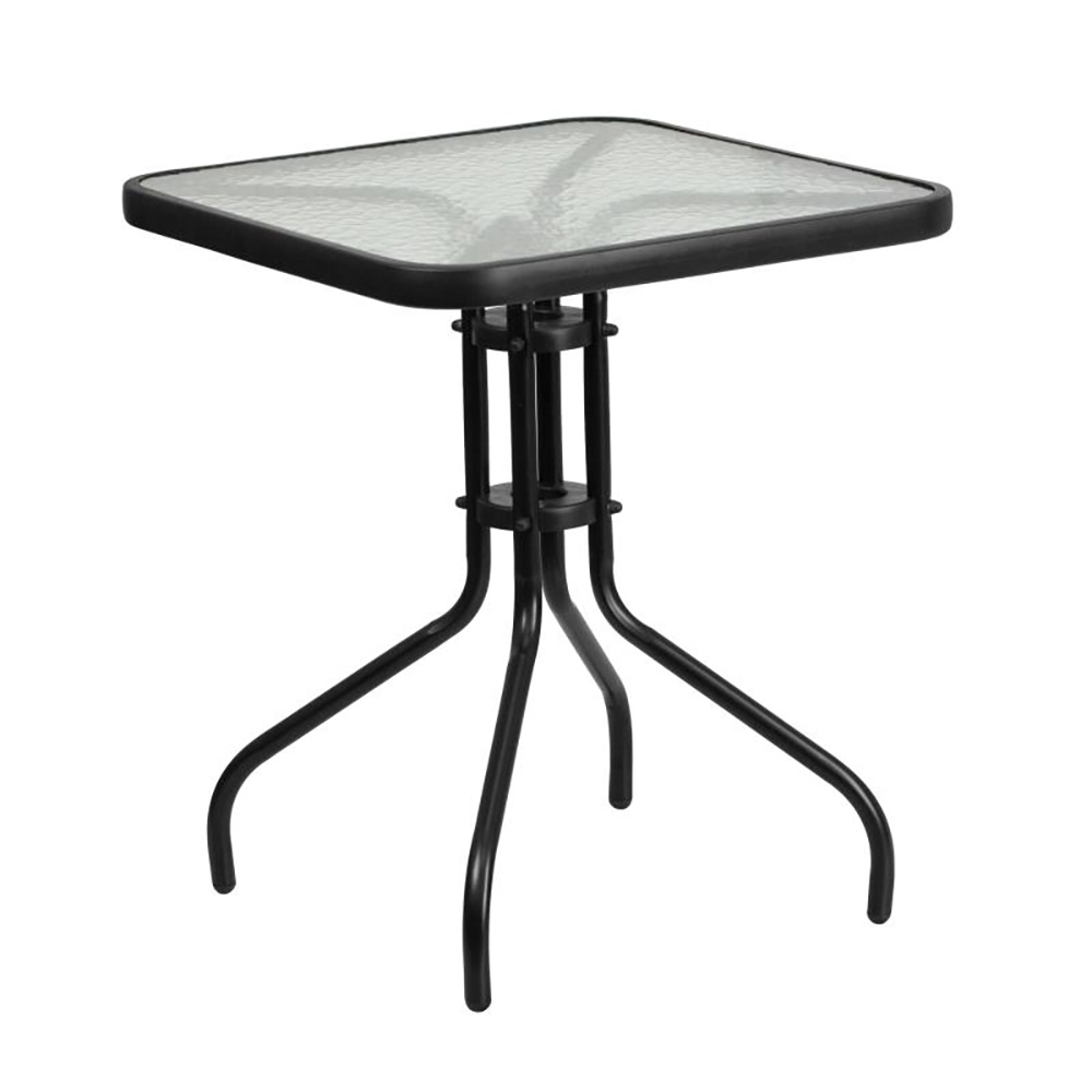 Flash Furniture TLH-073A-1-GG 24" Square Tempered Glass Metal Table