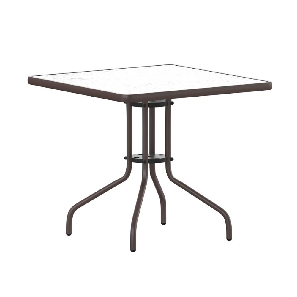 Flash Furniture TLH-073A-2-BZ-GG 32" Bronze Square Tempered Glass Metal Table