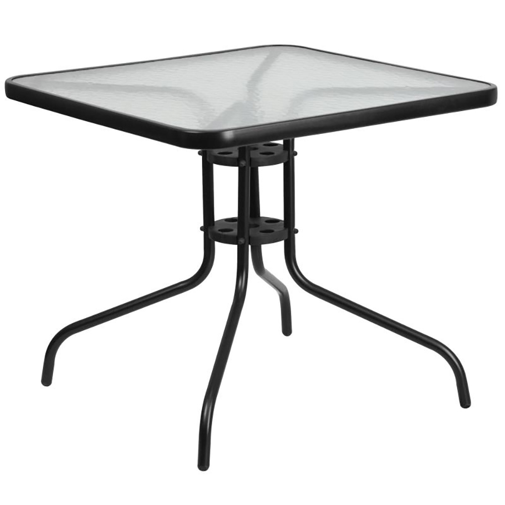 Flash Furniture TLH-073A-2-GG 32" Square Tempered Glass Metal Table