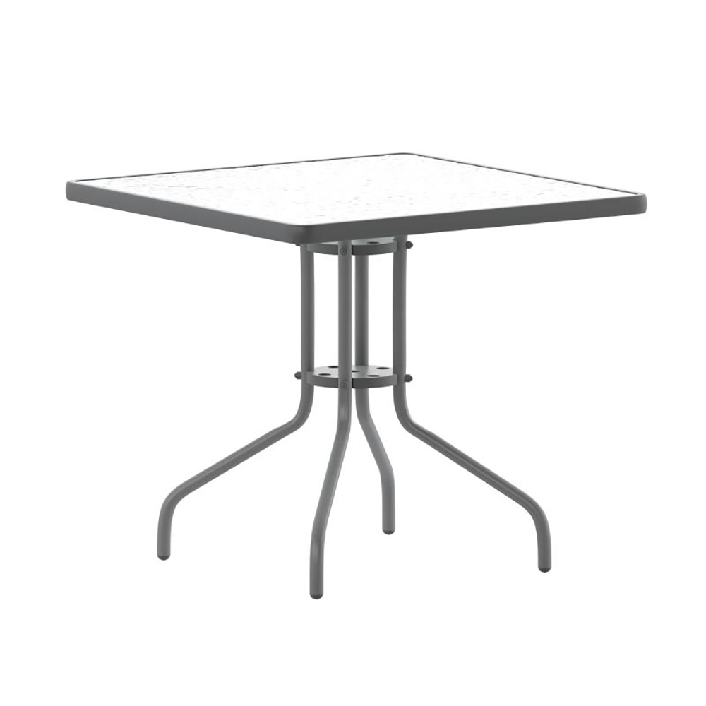 Flash Furniture TLH-073A-2-SV-GG 32" Silver Square Tempered Glass Metal Table