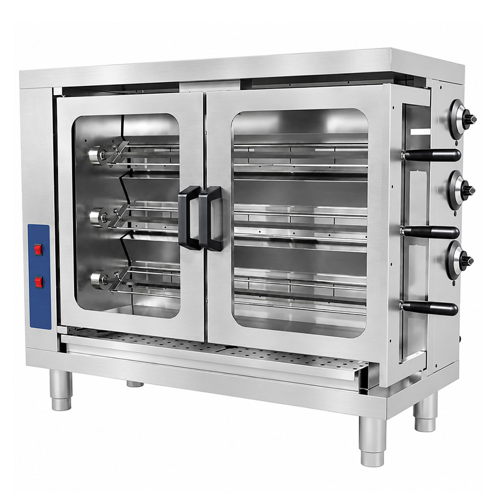 Galaxy Group Pegasus CR-3G-NG Natrual Gas 18 Chicken Countertop Rotisserie with 3 Spits - 480,000 BTU