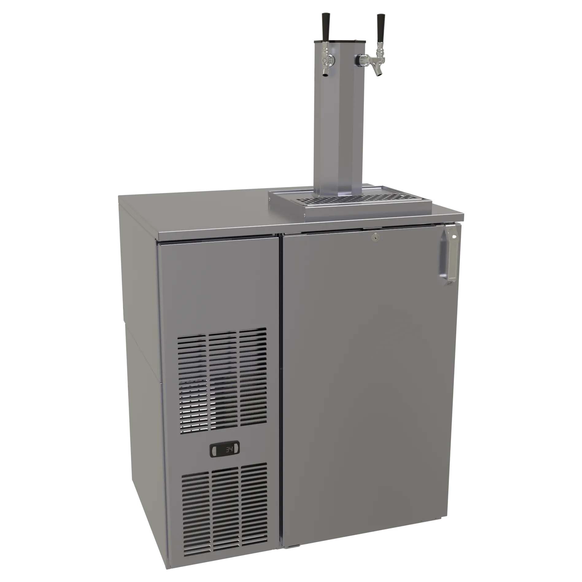 Glastender C1FB32-DD 32" Silver 2 Tap Refrigerated Direct Draw Beer Dispenser