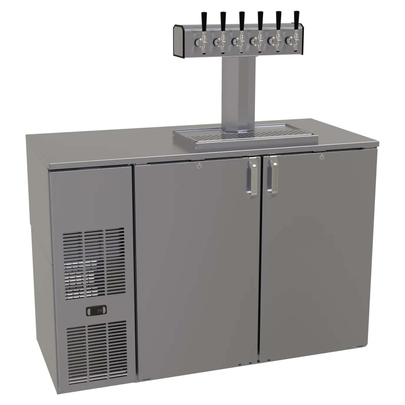 Glastender C1FB52-DD 52" Silver 6 Tap Refrigerated Direct Draw Beer Dispenser