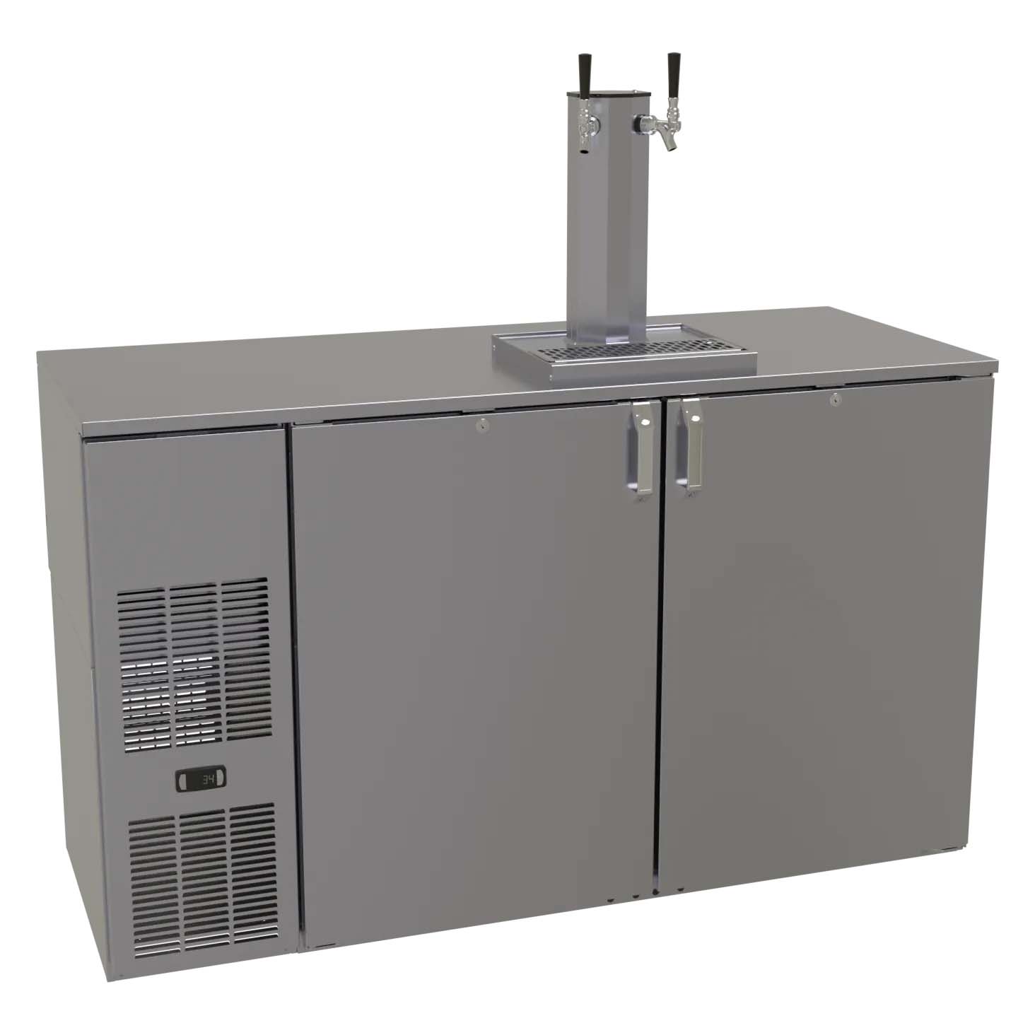 Glastender C1FB60-DD 60" Silver 2 Tap Refrigerated Direct Draw Beer Dispenser
