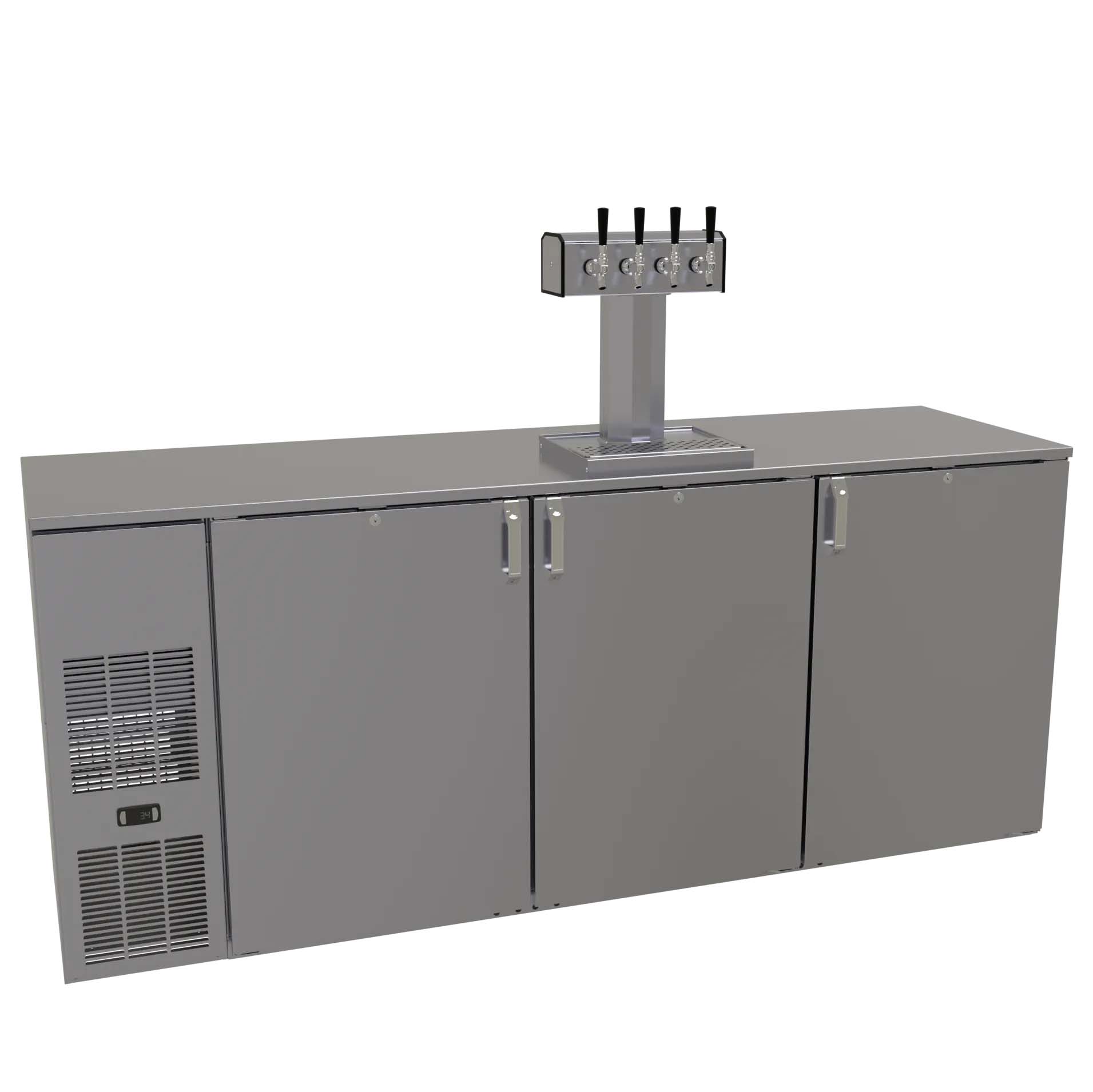 Glastender C1FB84-DD 84" Silver 4 Tap Refrigerated Direct Draw Beer Dispenser