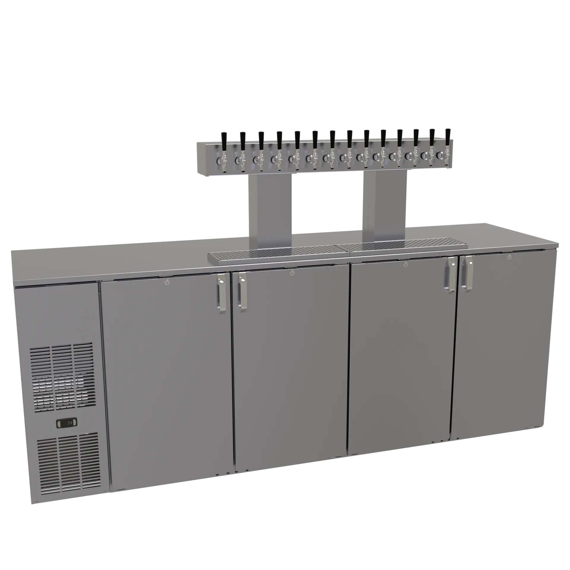 Glastender C1FB92-DD 92" Silver 14 Tap Refrigerated Direct Draw Beer Dispenser