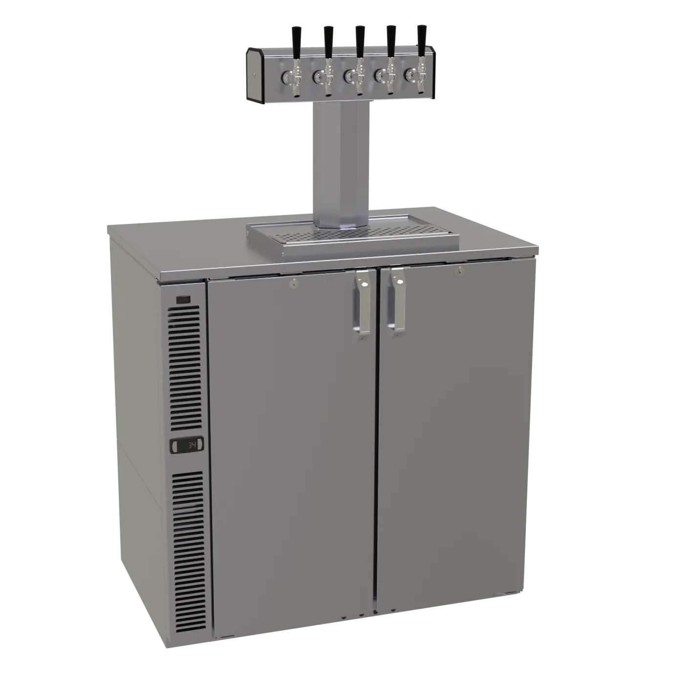 Glastender C1SB28-DD 28" Silver 5 Tap Refrigerated Direct Draw Beer Dispenser