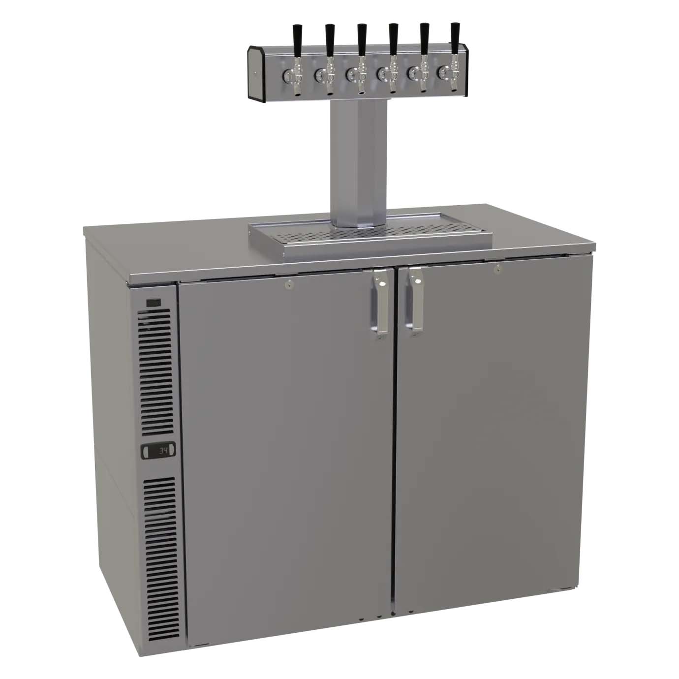 Glastender C1SB36-DD 36" Silver 6 Tap Refrigerated Direct Draw Beer Dispenser