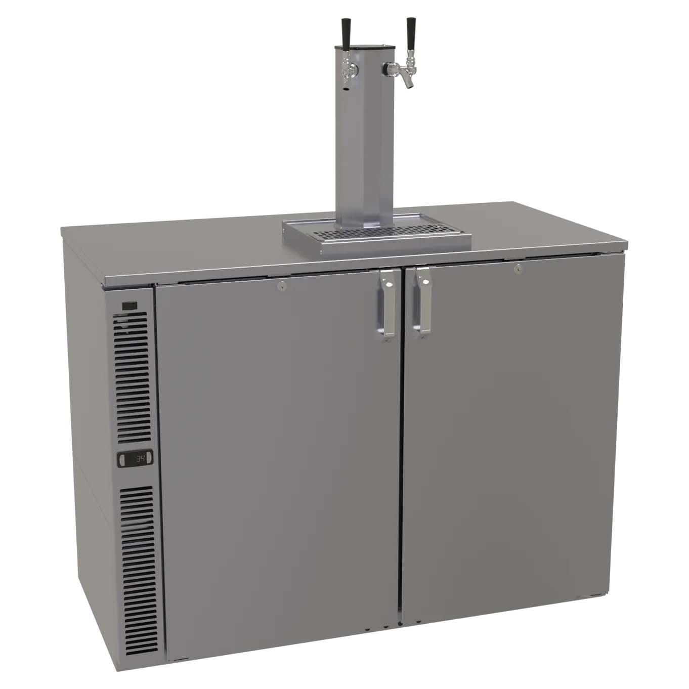 Glastender C1SB48-DD 48" Silver 2 Tap Refrigerated Direct Draw Beer Dispenser