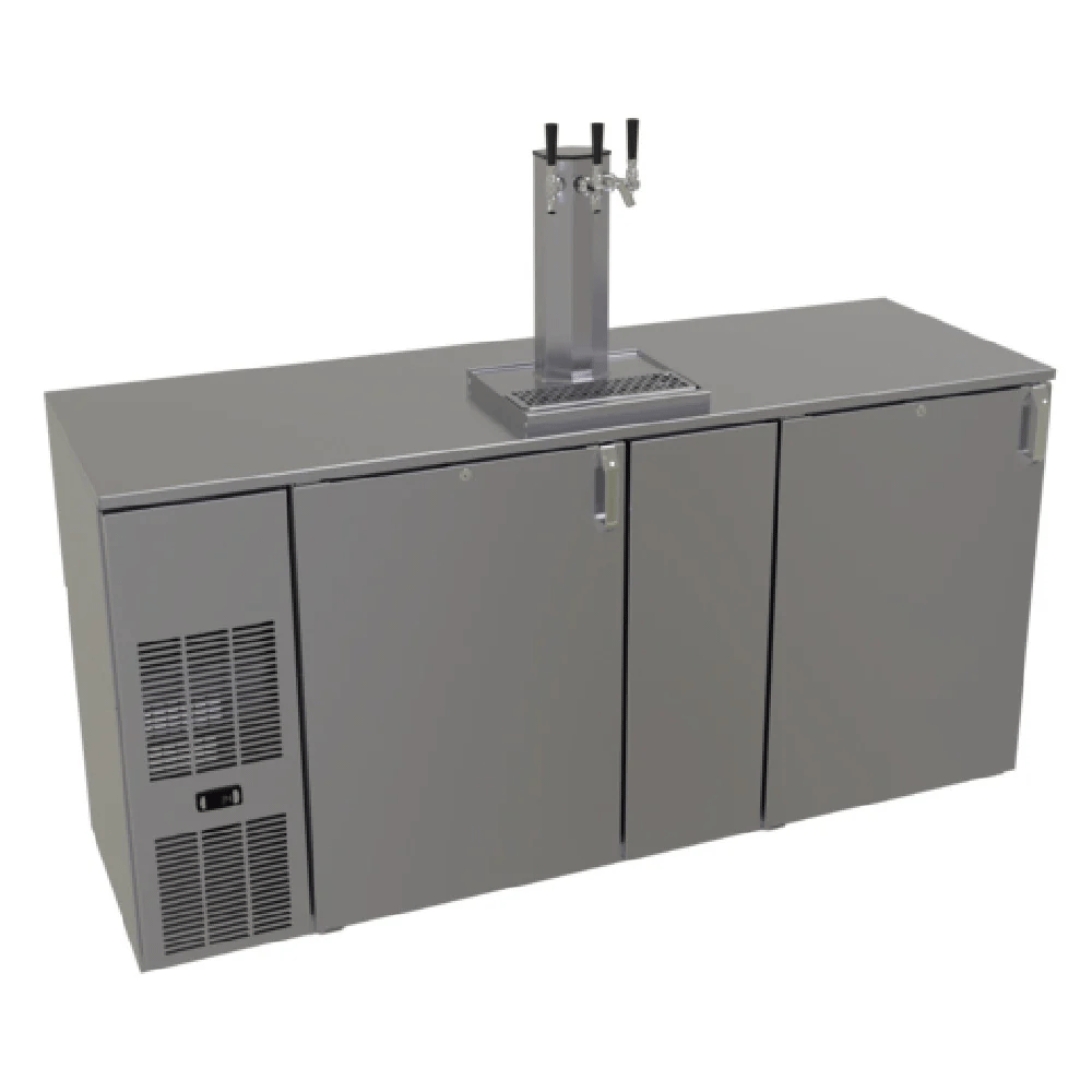 Glastender KC72 72" Silver 3 Tap Refrigerated Direct Draw Beer Dispenser