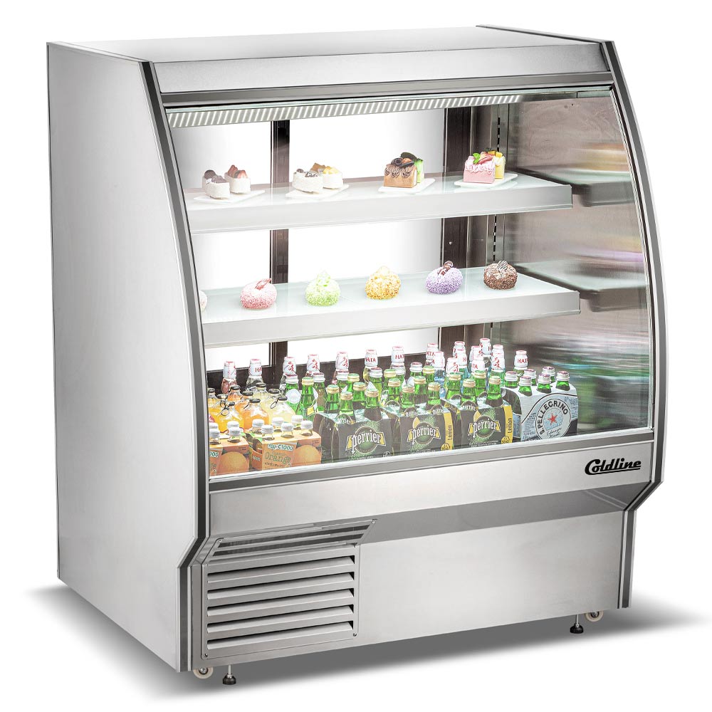 Coldline HDC48 48" Refrigerated Curved Glass High Meat Deli Case with Rear Storage