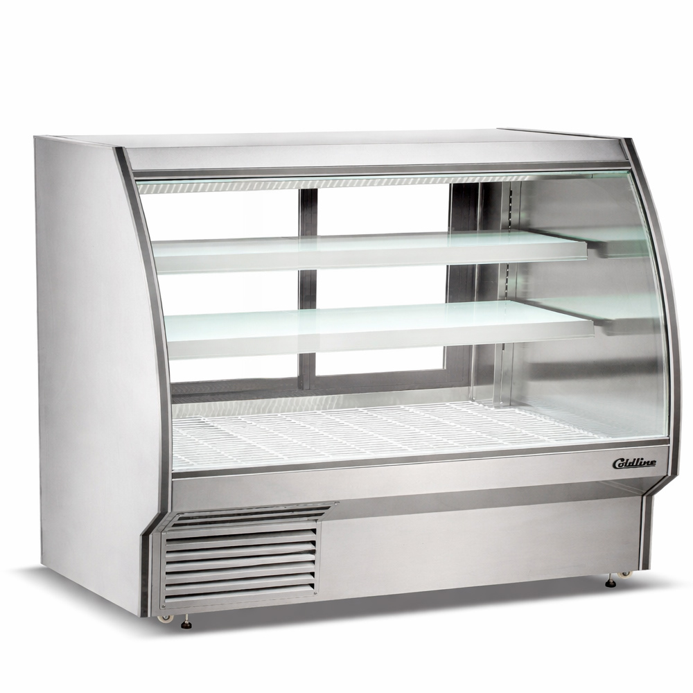 Coldline HDC72 72" Refrigerated Curved Glass High Meat Deli Case with Rear Storage