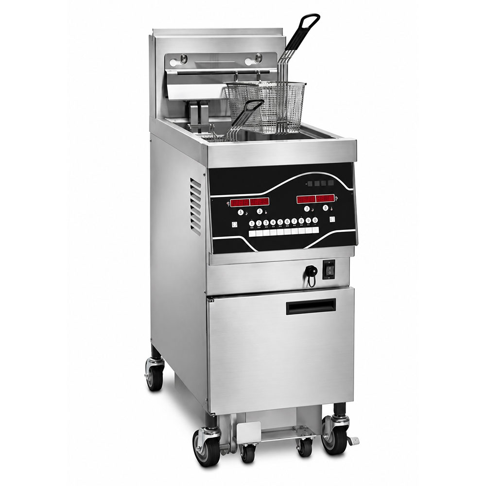 Henny Penny EEE141-0 Electric 30 lb 1-Well Evolution Elite Floor Fryer with LED Display