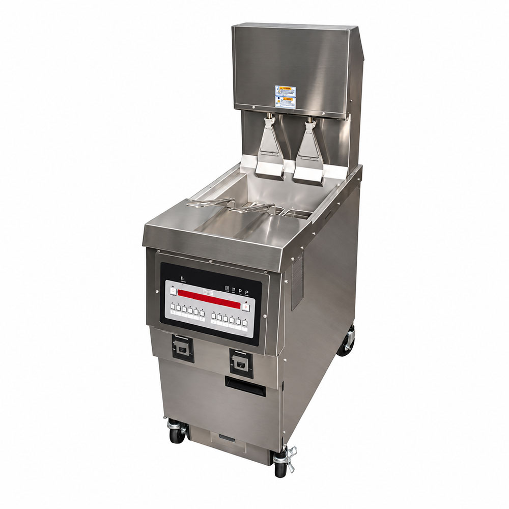 Henny Penny OEA321.03 Electric 65 lb 1-Well Floor Fryer with Auto Lift and Computron 8000 Control