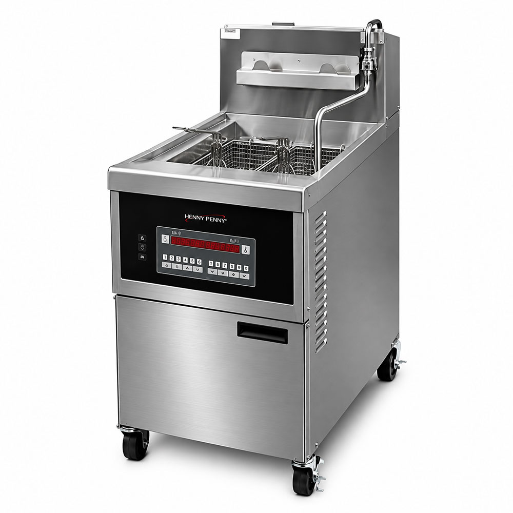 Henny Penny OFE341-0 Elecric 80 lb 1-Well Large Capacity Floor Fryer with Computron 1000 Control