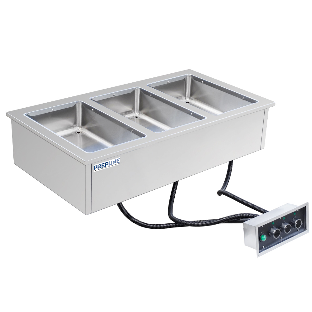 Prepline HFW3 Stainless Steel Three Pan Insulated Drop-In Hot Food Well - 208/240V