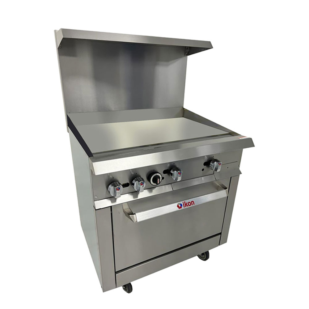 Ikon IR-36MG-36 36" Natrual Gas Commerican Range with 36" griddle and Stanrad Oven - 153,000 BTU