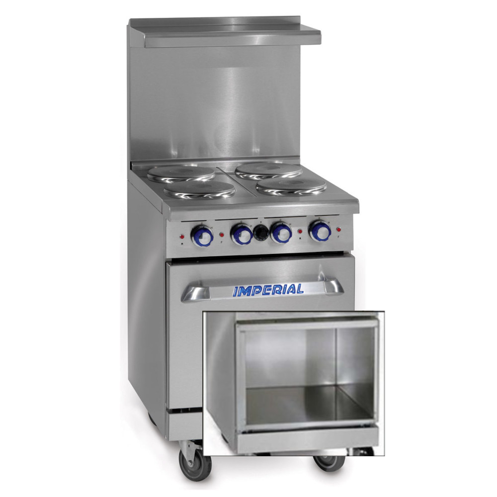 Imperial IR-4-E-XB 24" 4 Round Element Electric Restaurant Range with Space Saver Oven - 240V