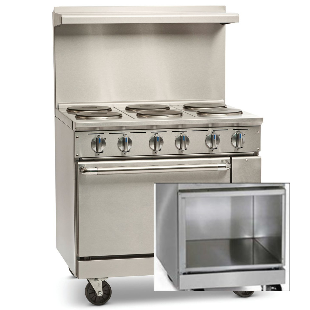Imperial IR-6-E-XB 36" 6 Round Element Electric Restaurant Range w/ Open Cabinet Base - 240V