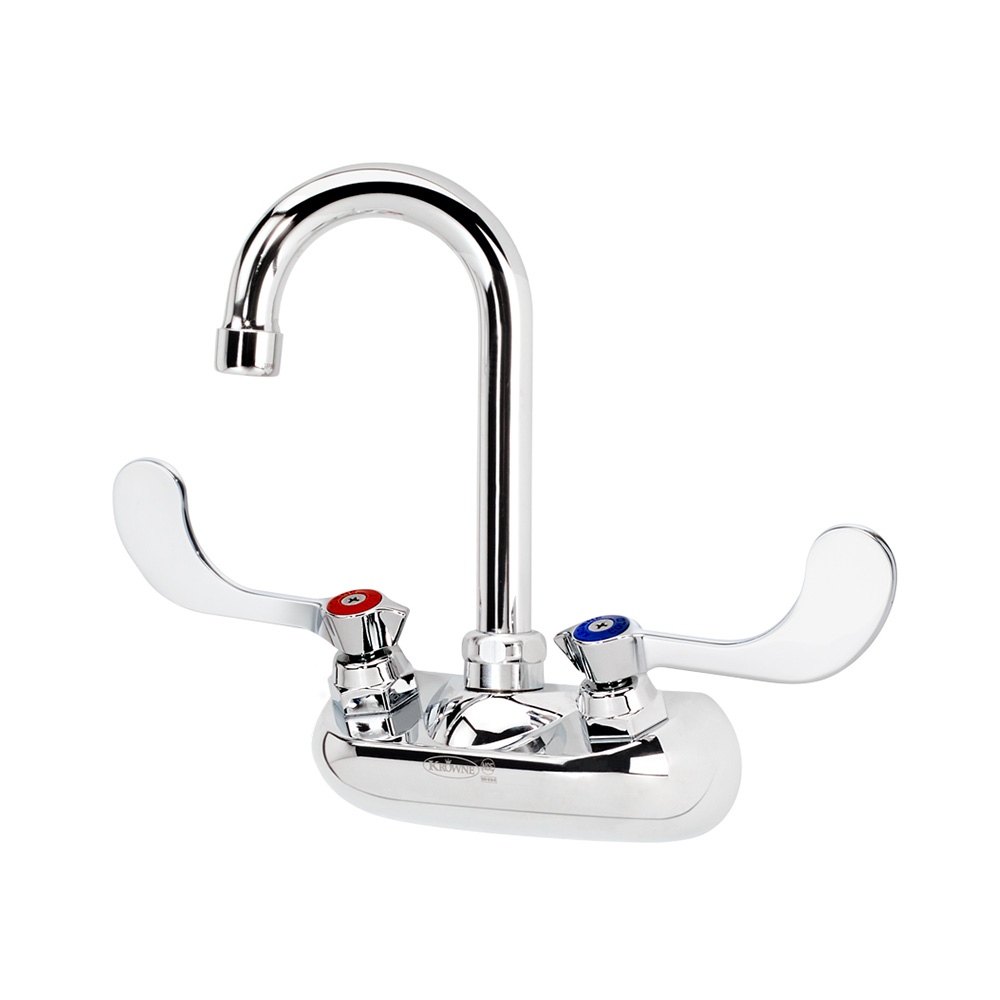 Krowne 10-400L-W Silver Series 4" Center Wall Mount Faucet with 3-1/2" Gooseneck Spout and Wrist Blade Handles