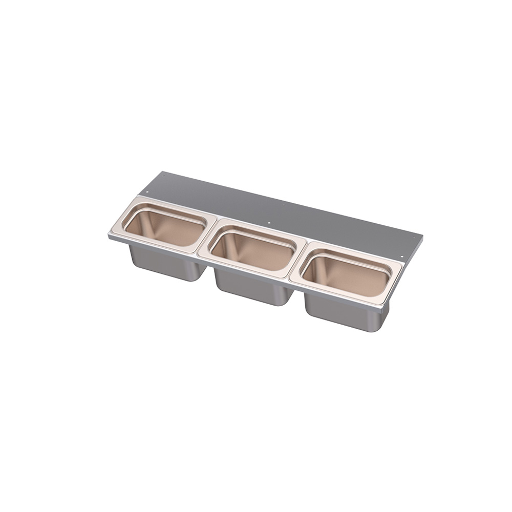 Krowne KR-UMGT-3 Royal Series 21" Undermount Garnish Tray, Holds 3 Condiment Cups