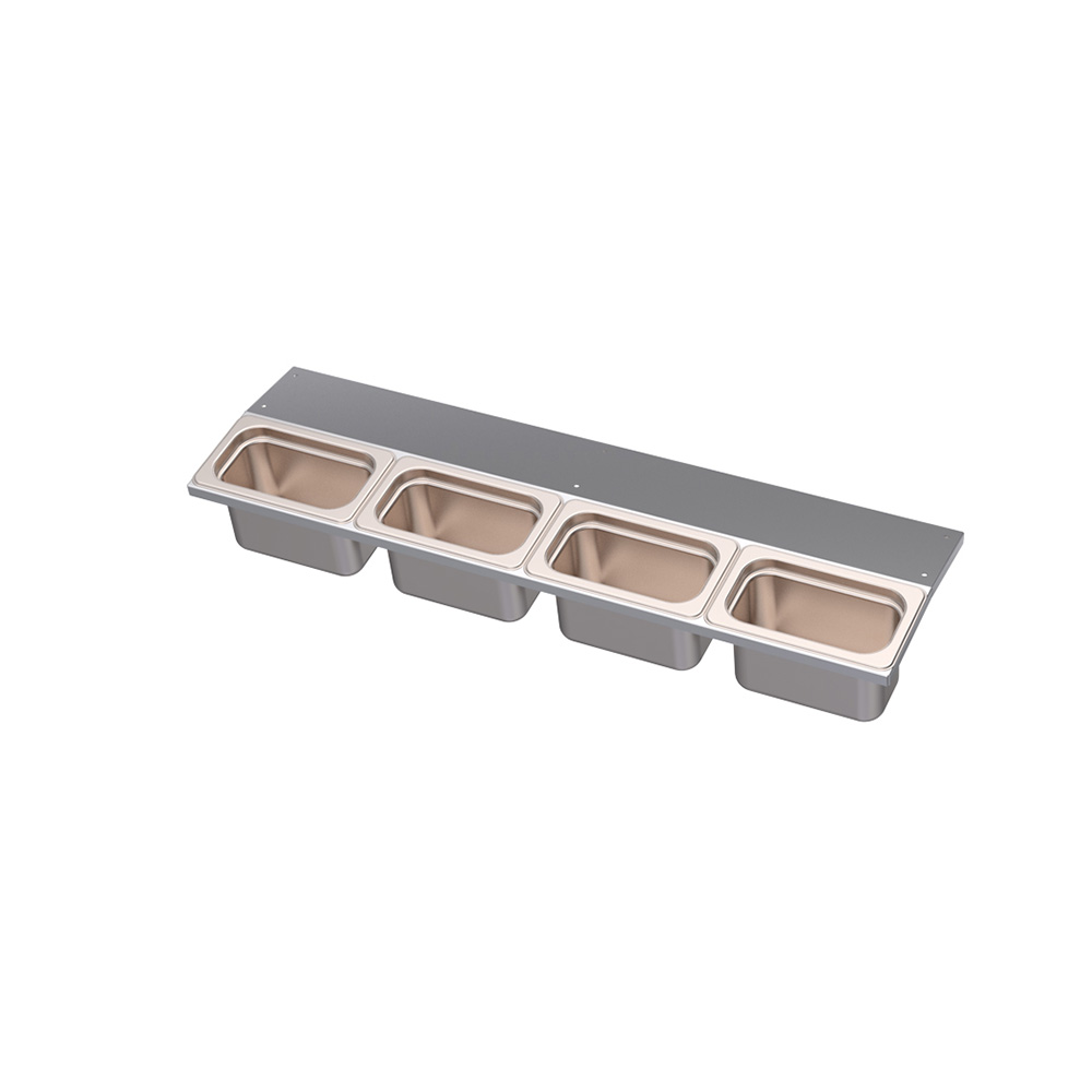 Krowne KR-UMGT-4 Royal Series 28" Undermount Garnish Tray, Holds 4 Condiment Cups