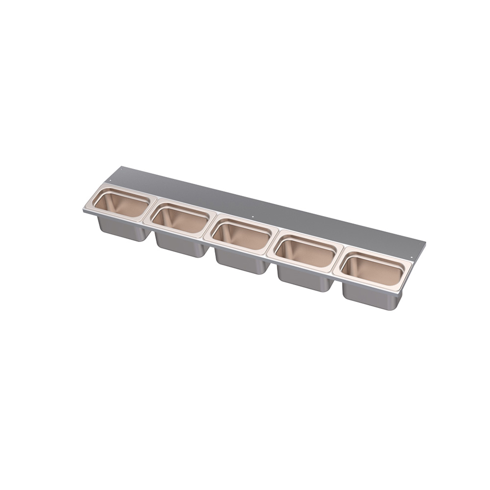Krowne KR-UMGT-5 Royal Series 35" Undermount Garnish Tray, Holds 5 Condiment Cups