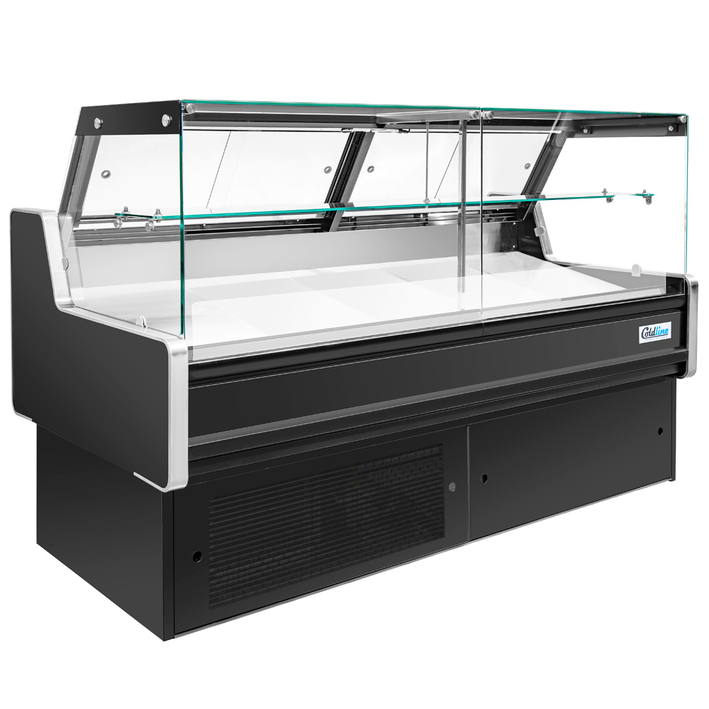Coldline LDC72 72" Refrigerated Flat Glass Meat Deli Case with Rear Storage