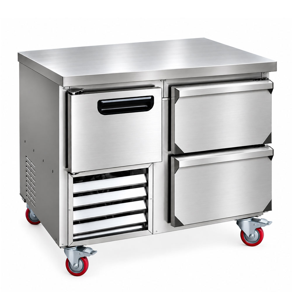 Leader NLB36-D2 36" Worktop Refrigerator with 1/2 Door and 2 Drawer, Side Motor