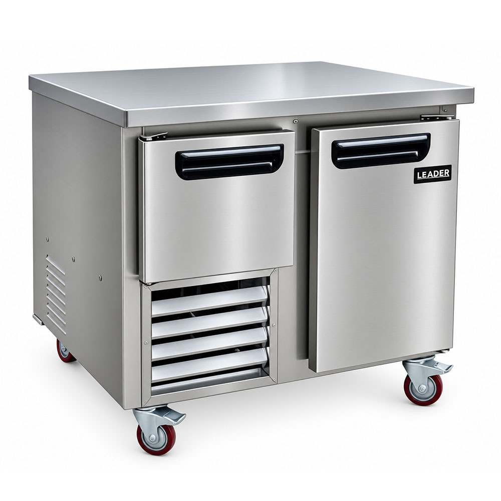 Leader NLB36 36" Low Boy Worktop Refrigerator with 1 Full & 1/2 Door
