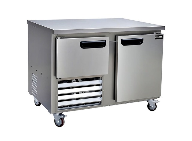 Leader NLB48 48" Low Boy Worktop Refrigerator with 1 Full & 1/2 Door