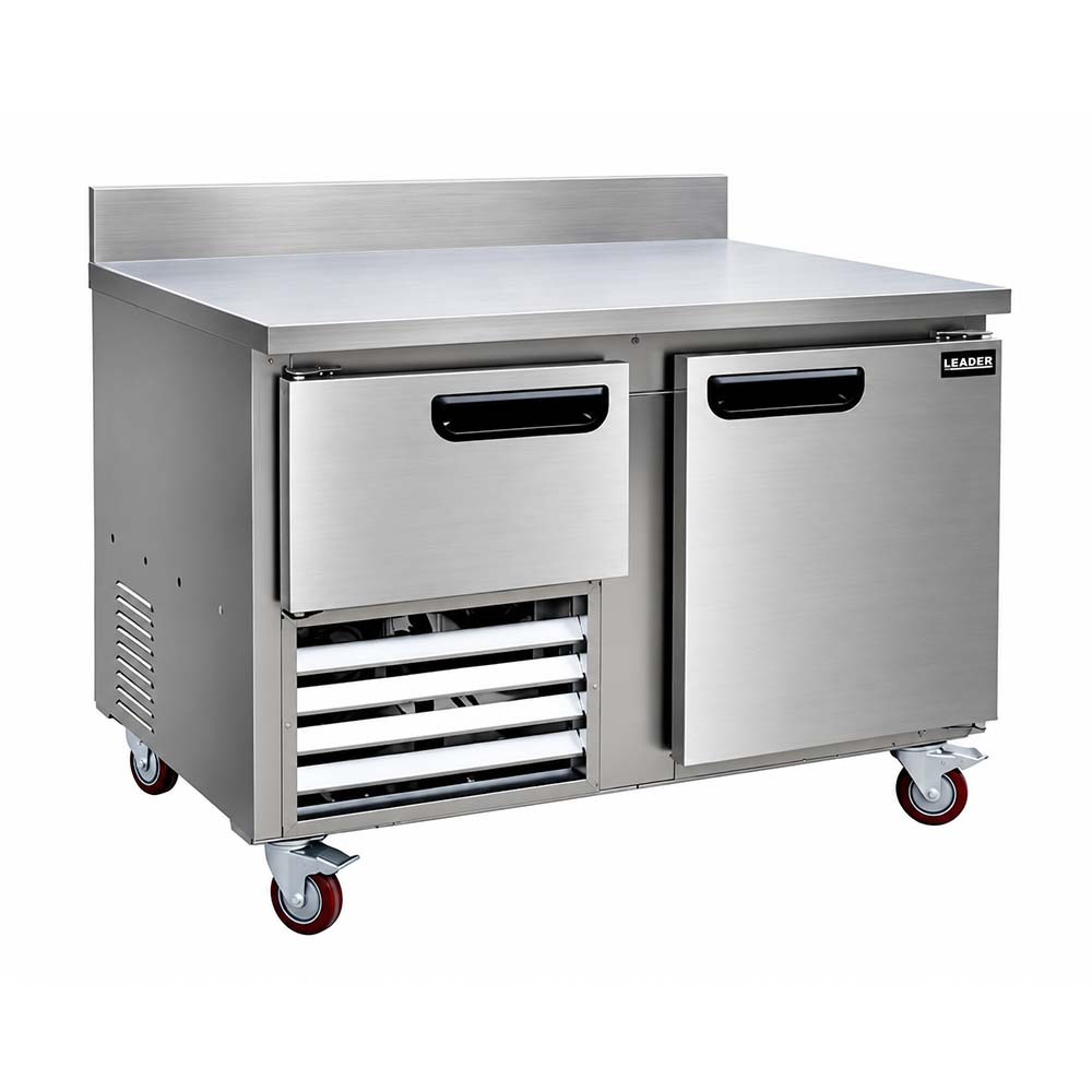 Leader NLB60BS 60" Worktop Refrigerator with Backsplash, 1 Full and 1/2 Door