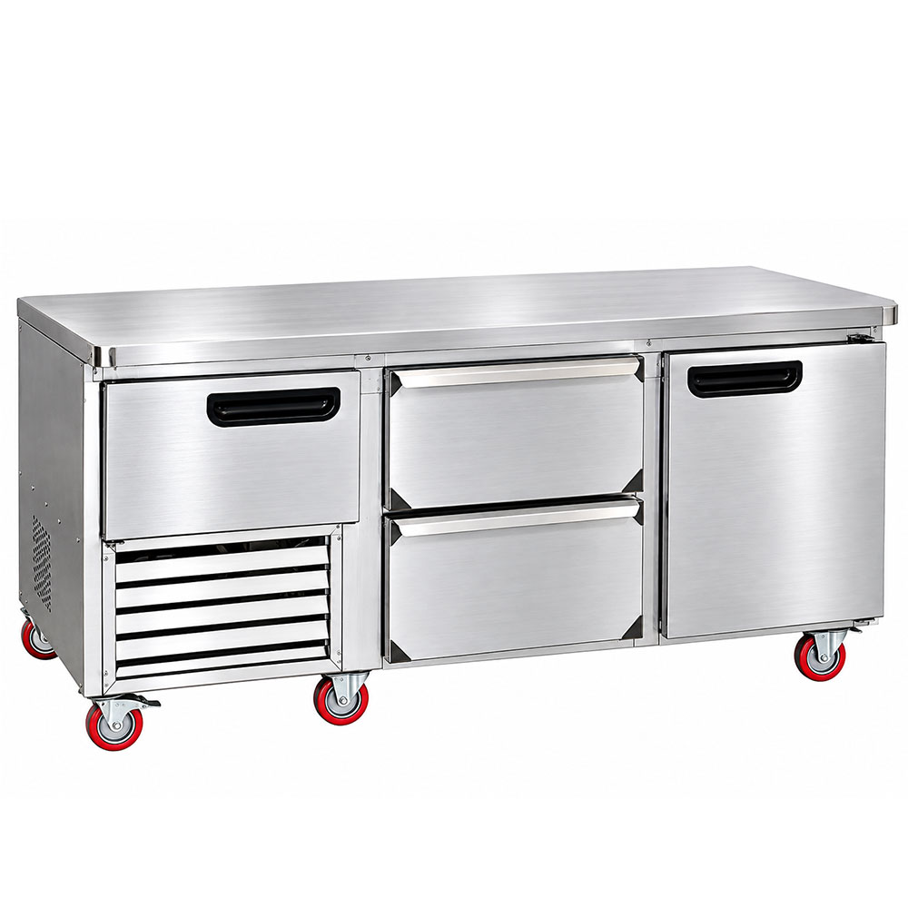 Leader NLB84-D2-Middle 84" Worktop Refrigerator with 1-1/2 Full Door and 2 Drawer, Side Motor