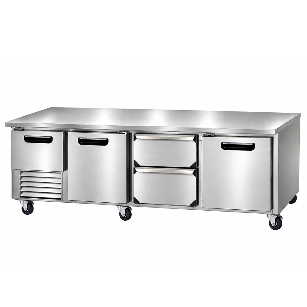 Leader NLB96-D2-Middle-2 96" Worktop Refrigerator with 2-1/2 Full Door and 2 Drawer, Side Motor