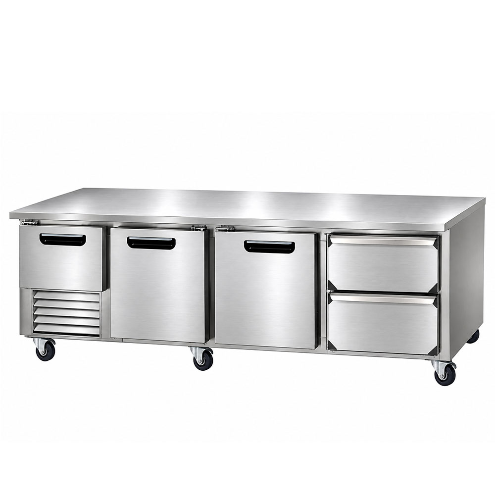 Leader NLB96-D2 96" Worktop Refrigerator with 2-1/2 Full Door and 2 Drawer, Side Motor
