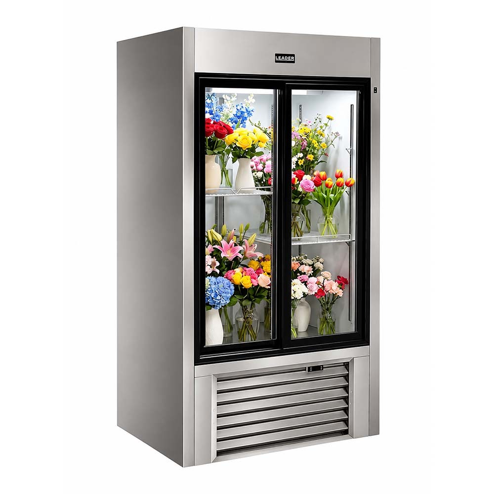 Leader NLS38F 38" Two Sliding Glass Door Refrigerated Floral Case - 3 Shelves