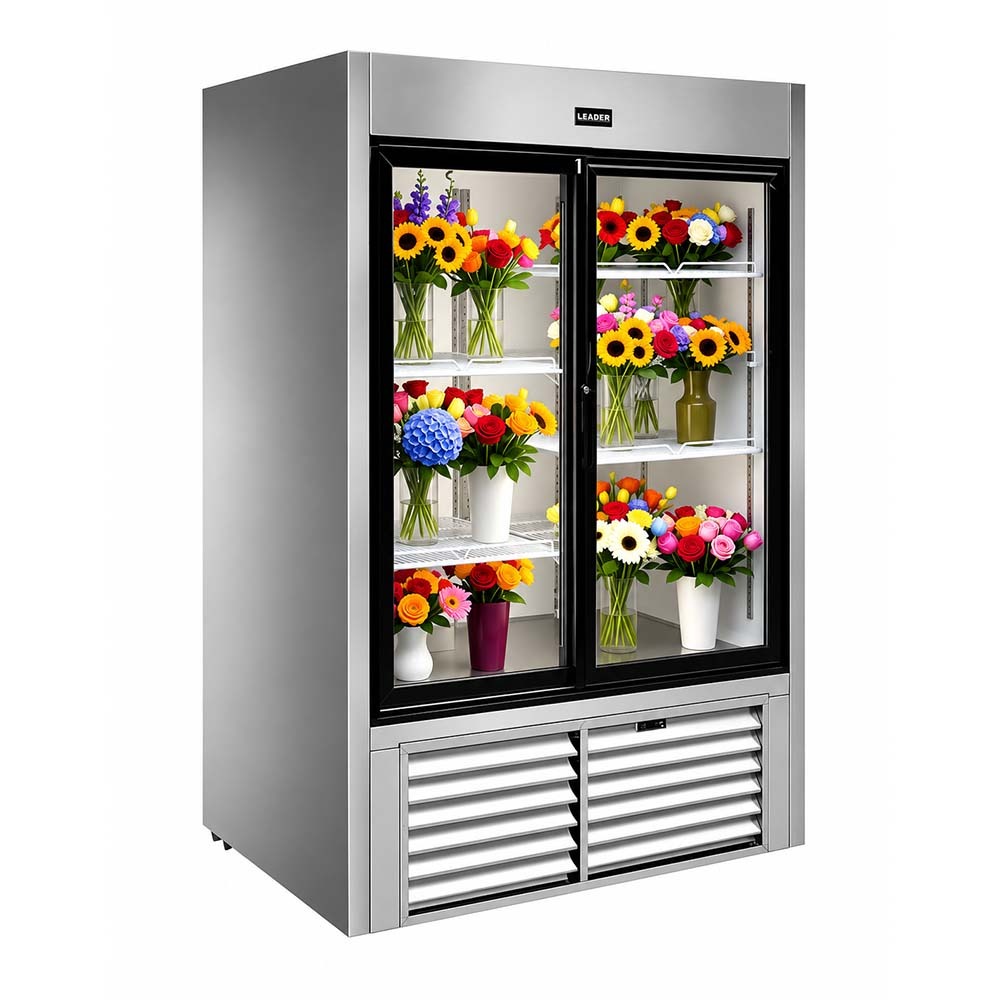Leader NLS48F 48" Two Sliding Glass Door Refrigerated Floral Case - 6 Shelves