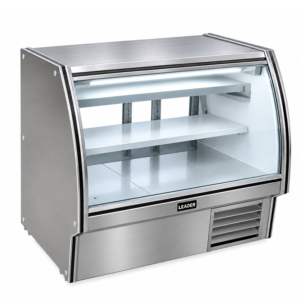 Leader NRCD48 48" Refrigerated Curved Glass Counter Deli Case with 1 Shelf