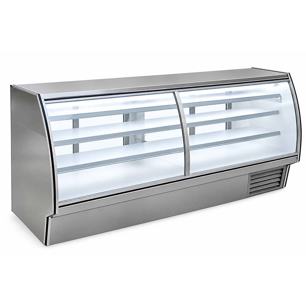 Leader NRHD118 118" Refrigerated Curved Glass High Deli Case with 2 Shelves