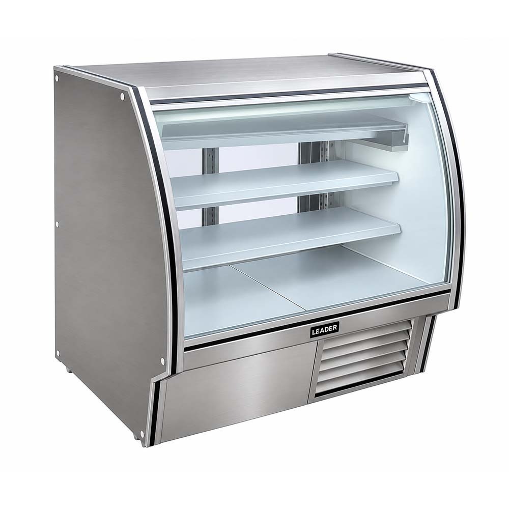 Leader NRHD48 48" Refrigerated Curved Glass High Deli Case with 2 Shelves