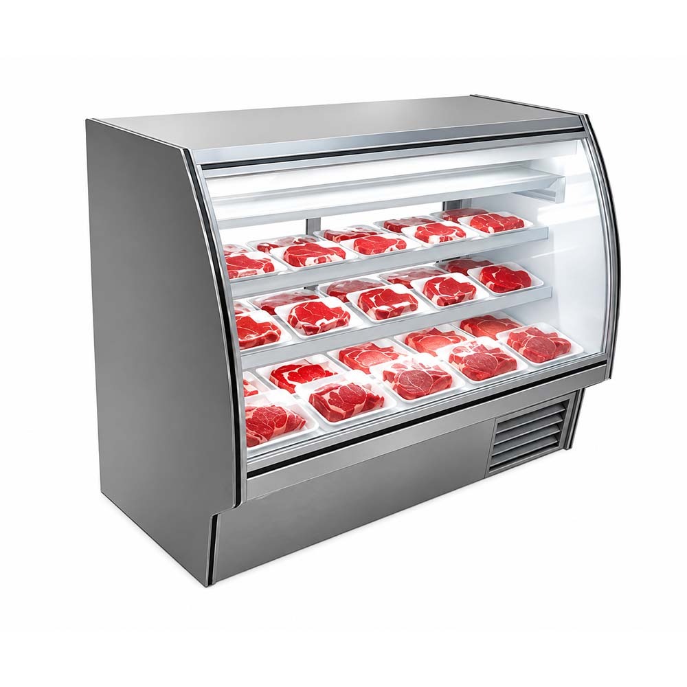 Leader NRHD60 60" Refrigerated Curved Glass High Deli Case with 2 Shelves